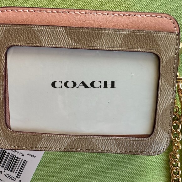 COACH X OBSERVED BY US ZIP CARD CASE:NWT LIGHT PINK/LIGHT KHAKI CU403 - Picture 5 of 12